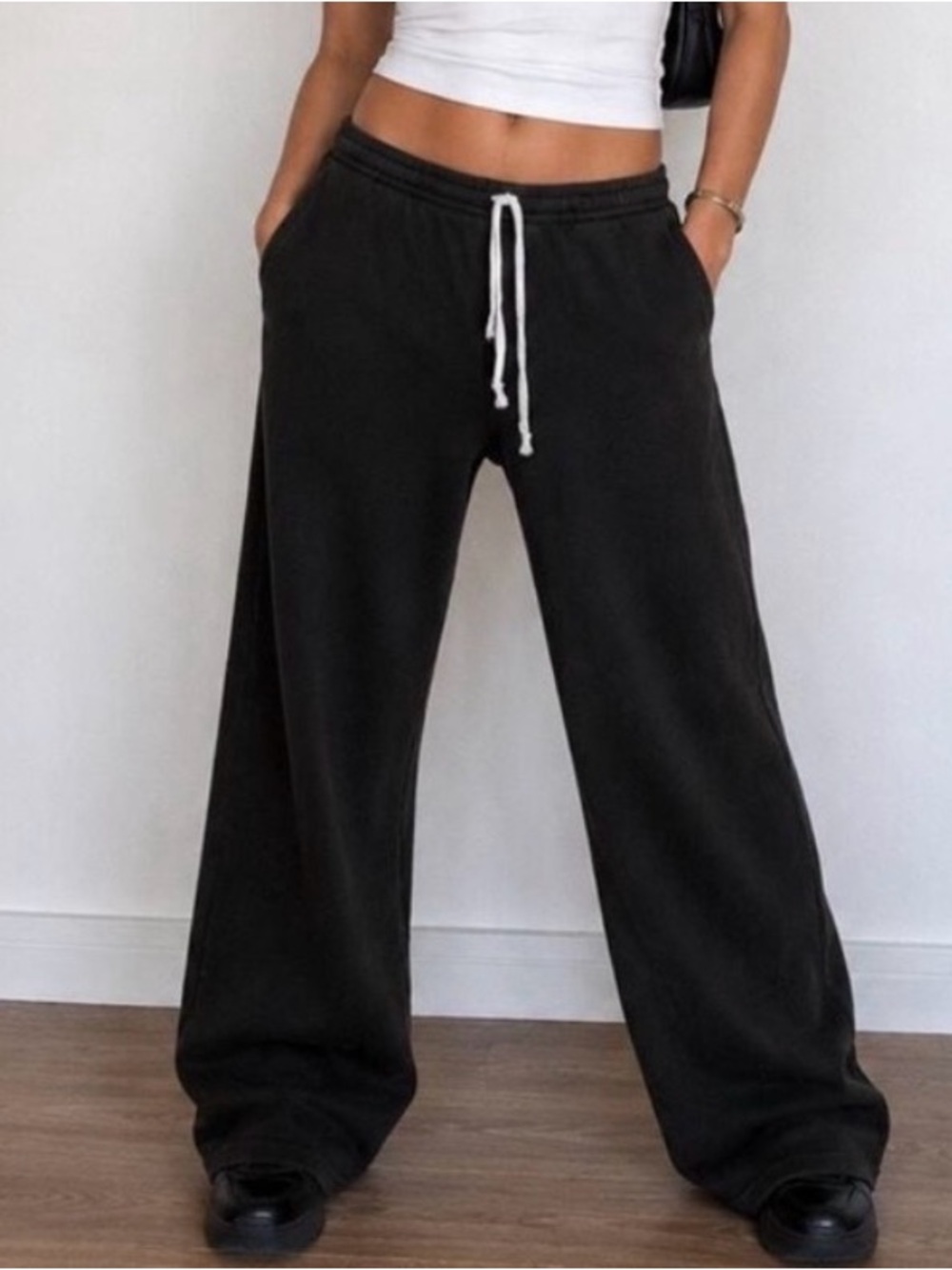 Brandy Melville Black Waffle Lounge pants - One size fits most